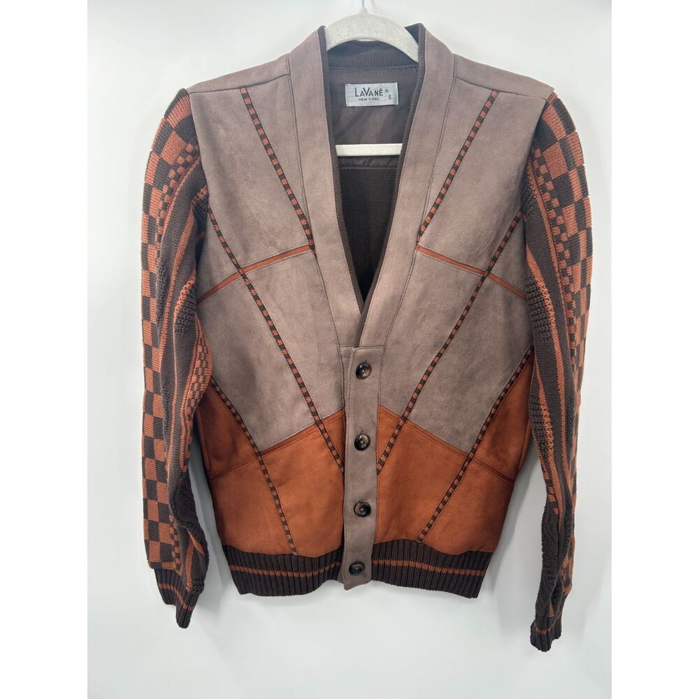 NWOT Lavane NY 3D Knit Sweater Men S Brown Cosby Cardigan Grandpa 2250